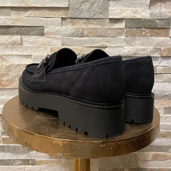 Ateliers Made In Italy Black Suede Loafers 39 | Lug Sole, Horsebit Hardware NWOT - Picture 6 of 11